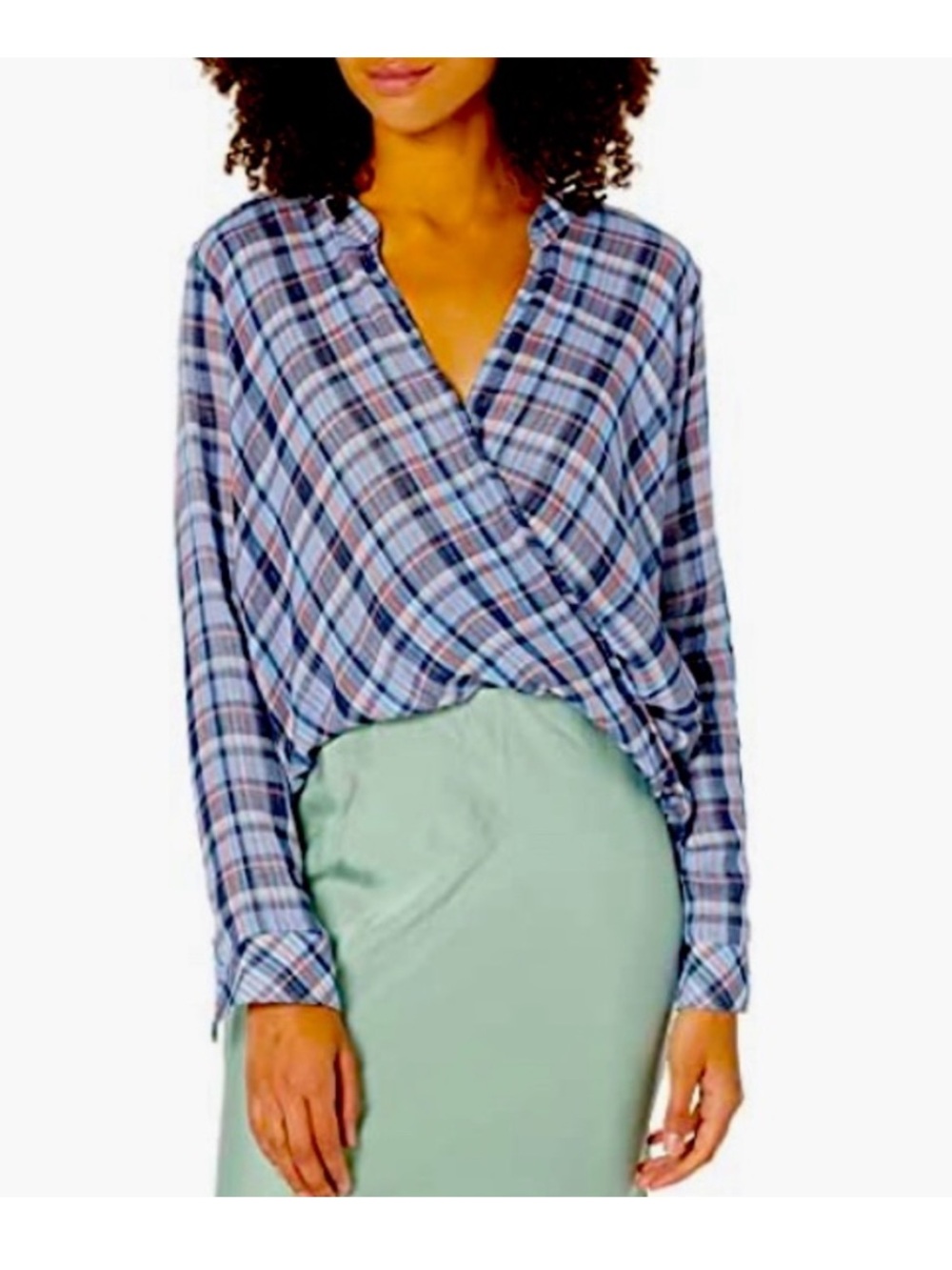 NWT Splendid plaid faux wrap top